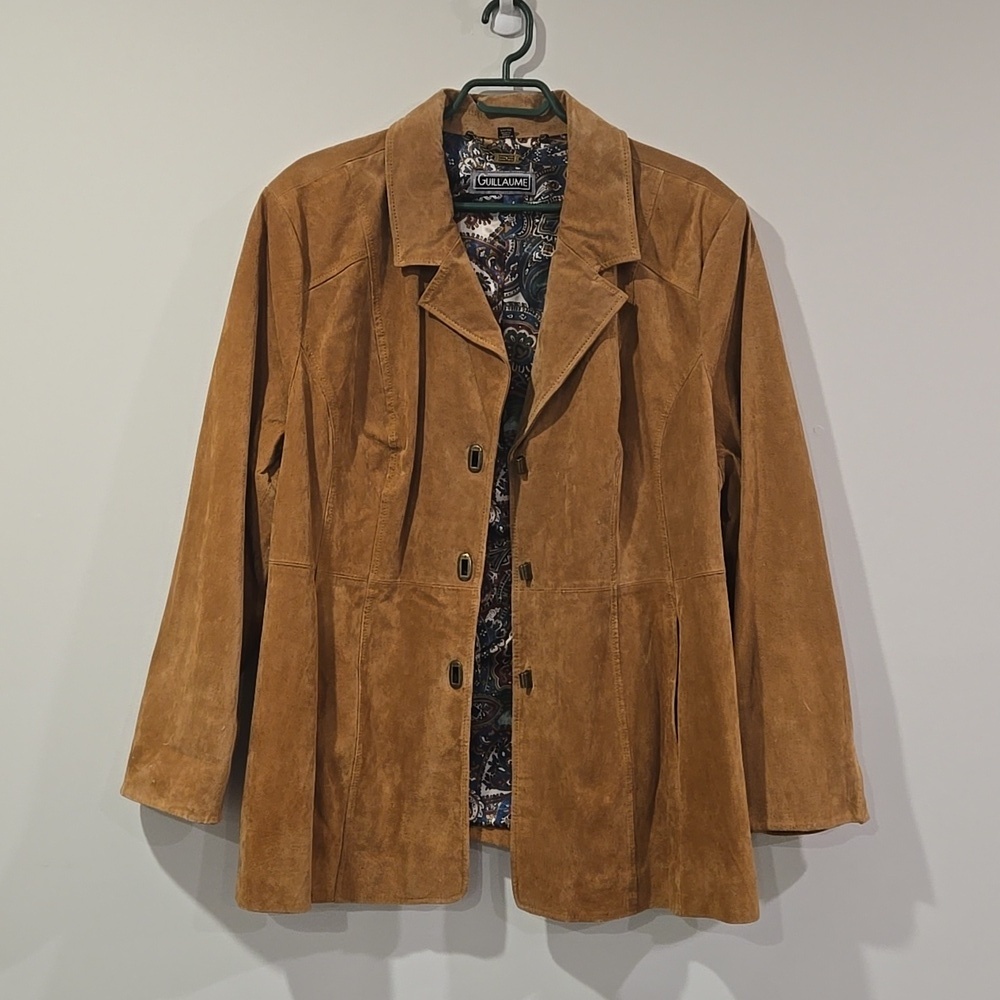 Guillaume Tan Suede Blazer Jacket Women's Large - Picture 14 of 14